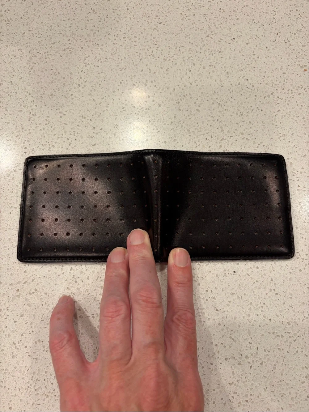 Jack Spade Black Perforated Leather Bi-Fold Wallet